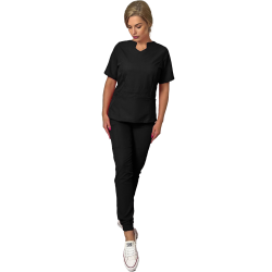 Komplet medyczny damski elastyczny 4-way stretch kolor czarny