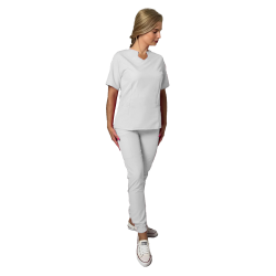 Komplet medyczny damski elastyczny 4-way stretch kolor biały