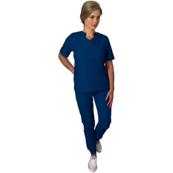 Komplet medyczny damski elastyczny 4-way stretch kolor szafir