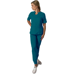 Komplet medyczny damski elastyczny 4-way stretch kolor morski